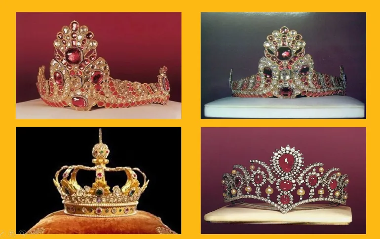 تاج های جواهر نگهداری شده در موزه جواهرات ملی در تهران