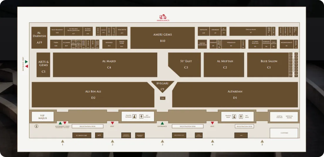 پلان طبقه نمایشگاه جواهر و ساعت 